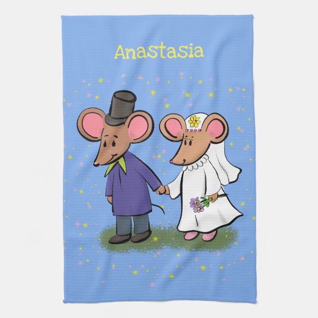 Paño De Cocina Ilustracion de personalizado de pareja de ratones (Vertical)
