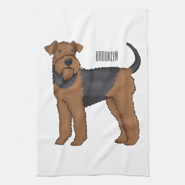 Paño De Cocina Ilustracion de personalizado de perro Airedale ter (Vertical)