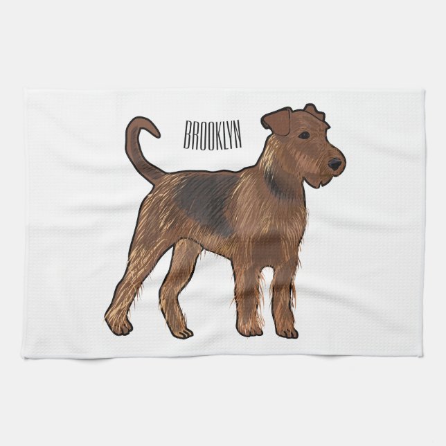 Paño De Cocina Ilustracion de personalizado de perro Airedale ter (Horizontal)