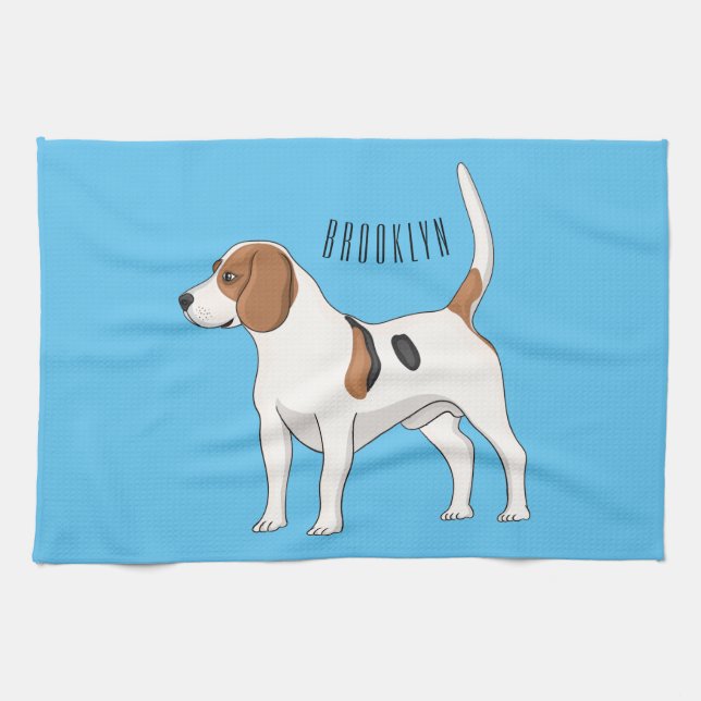 Paño De Cocina Ilustracion de personalizado de perro Beagle (Horizontal)