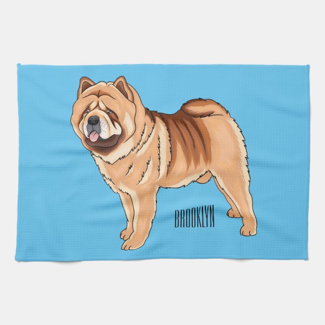Paño De Cocina Ilustracion de personalizado de perro Chow Chow (Horizontal)