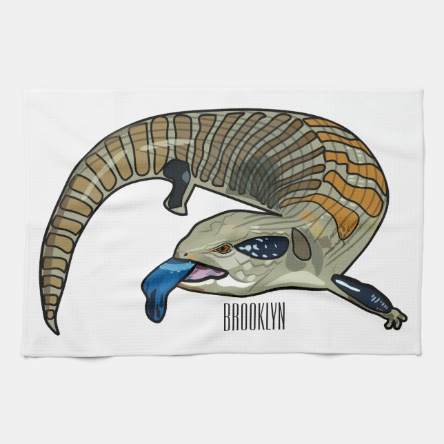 Paño De Cocina Ilustracion de personalizado de piel de tono azul (Horizontal)