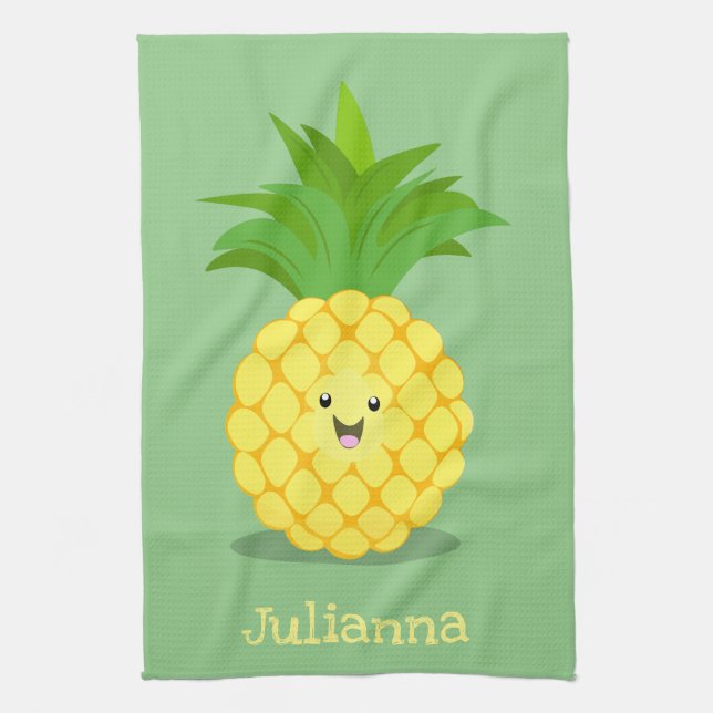 Paño De Cocina Ilustracion de personalizado de piña cuta (Vertical)