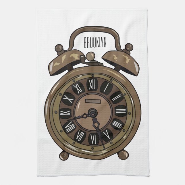 Paño De Cocina Ilustracion de personalizado de reloj de alarma (Vertical)
