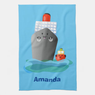 Paño De Cocina Ilustracion de personalizado de remolcador de barc