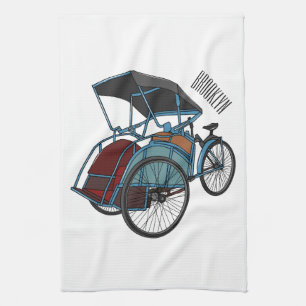 Paño De Cocina Ilustracion de personalizado de rickshaw en bicicl