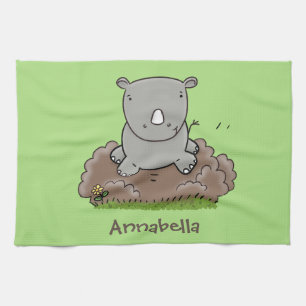 Paño De Cocina Ilustracion de personalizado de rinocerontes