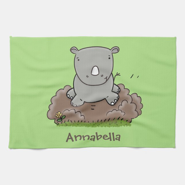 Paño De Cocina Ilustracion de personalizado de rinocerontes (Horizontal)