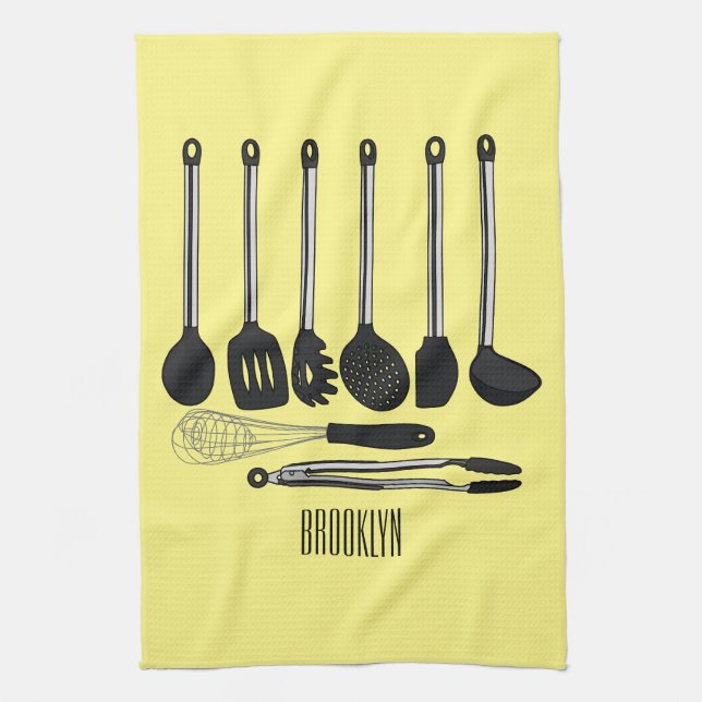 Paño De Cocina Ilustracion de personalizados utensiales de cocina (Vertical)