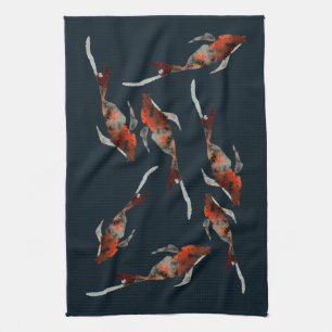 Paño De Cocina Ilustracion de pescado acuarela koi