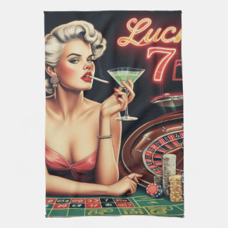 Paño De Cocina Ilustracion de Pin Up del Casino