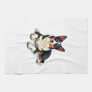 Paño De Cocina Ilustración de retrato de perro Border Collie tric