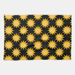 Paño De Cocina Ilustración de sol brillante sobre diseño de patró