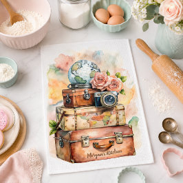 Paño De Cocina Ilustración de viaje vintage personalizada
