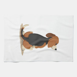 Paño De Cocina Ilustración de vista trasera de perro Beagle vinta
