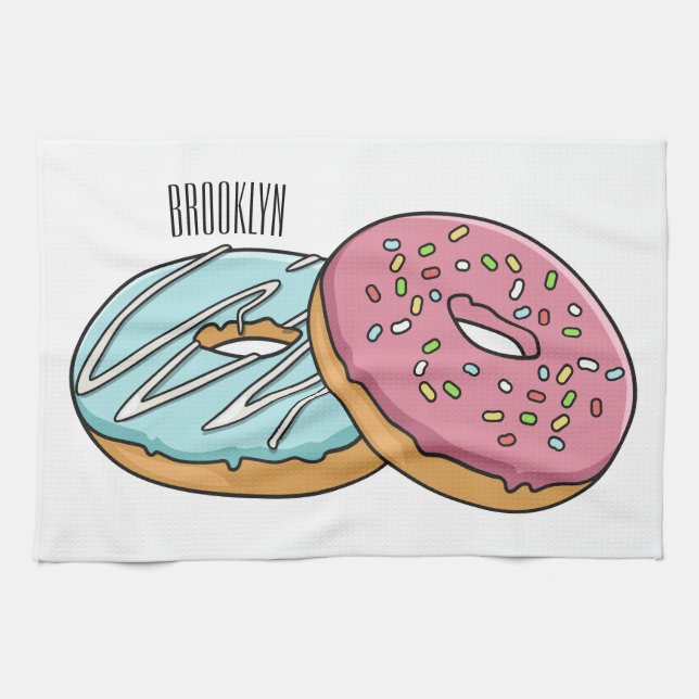 Paño De Cocina Ilustracion Donut personalizado (Horizontal)