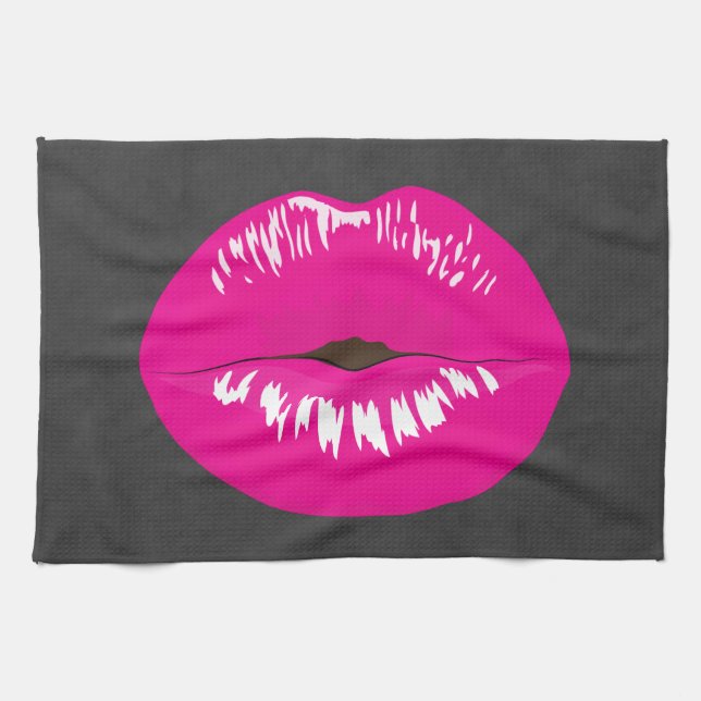 Paño De Cocina Ilustracion glamoroso de los labios rosados calien (Horizontal)
