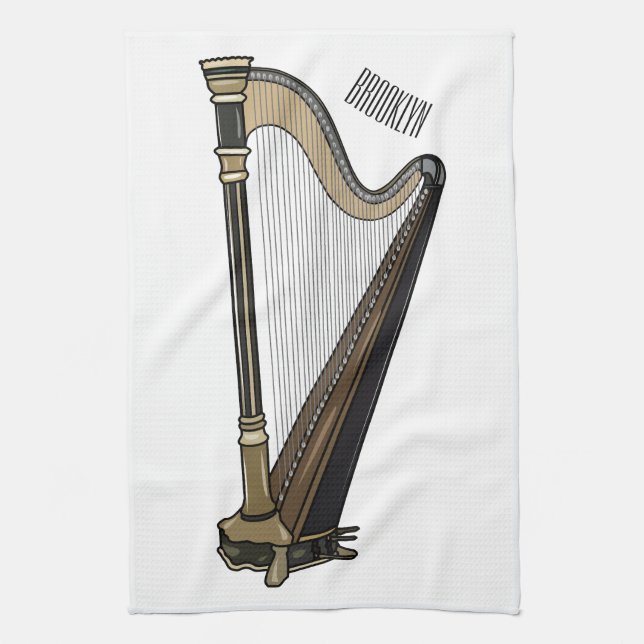 Paño De Cocina Ilustracion Harp personalizado (Vertical)