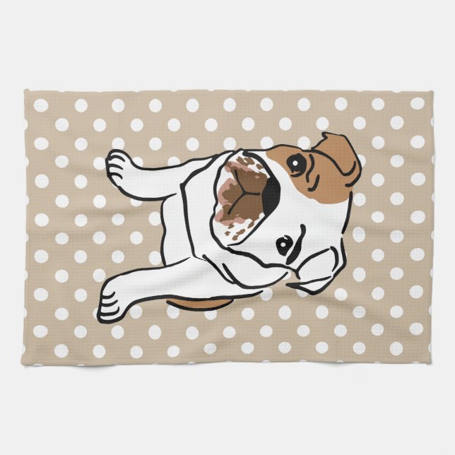 Paño De Cocina Ilustracion inglés lindo del bulldog (Horizontal)