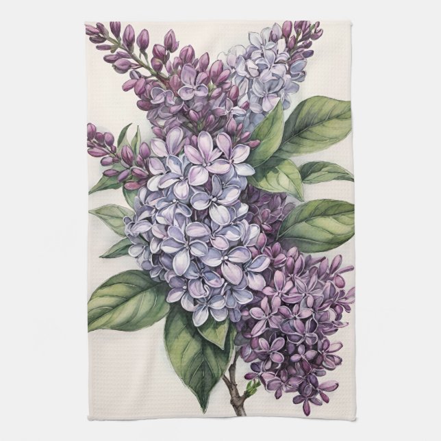 Paño De Cocina Ilustracion Lilacs Purple Lilac Bush (Vertical)