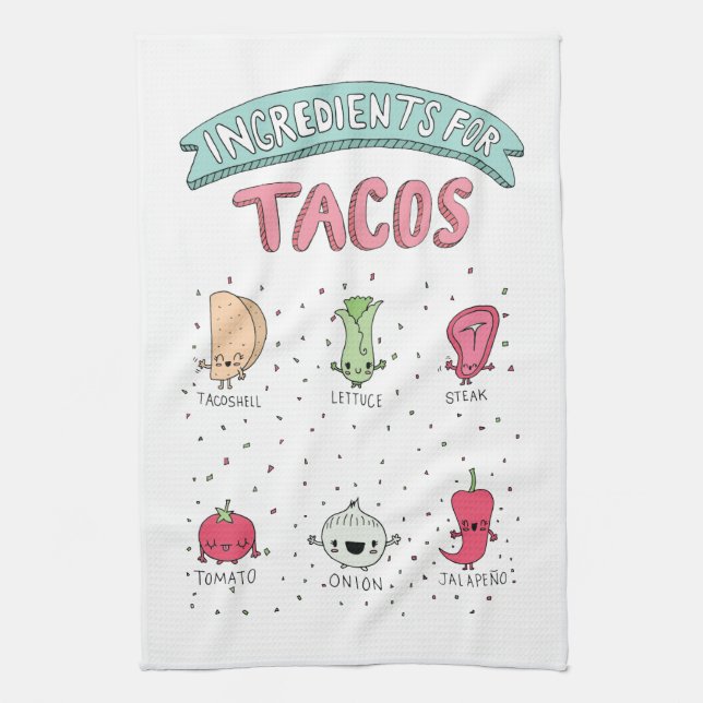 Paño De Cocina Ilustracion lindo del Taco (Vertical)