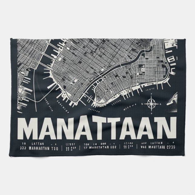 Paño De Cocina Ilustracion Mapa de Manhattan (Horizontal)