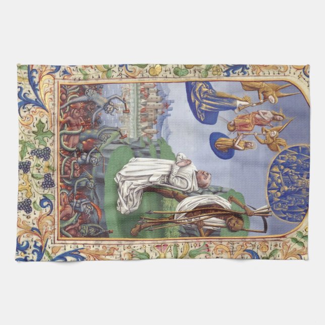 Paño De Cocina Ilustración medieval de San Bernardo de Clairvaux (Horizontal)
