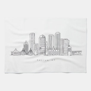 Paño De Cocina Ilustración minimalista del horizonte de la ciudad