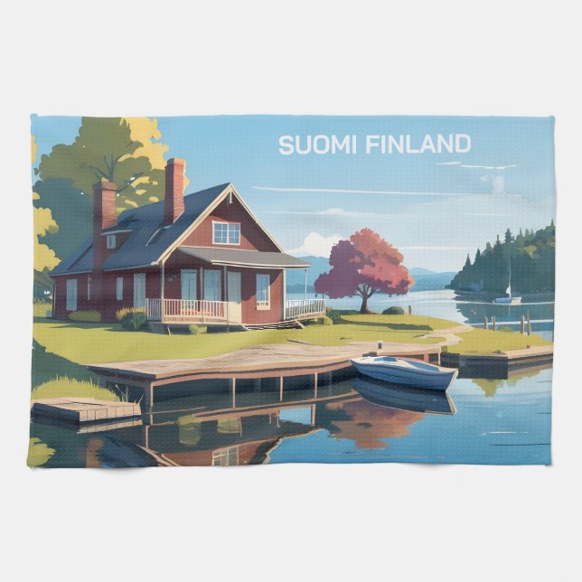 Paño De Cocina Ilustracion Natural de Finlandia (Horizontal)