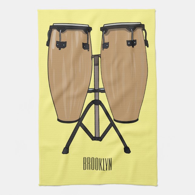 Paño De Cocina Ilustracion personalizado Bongo drum (Vertical)