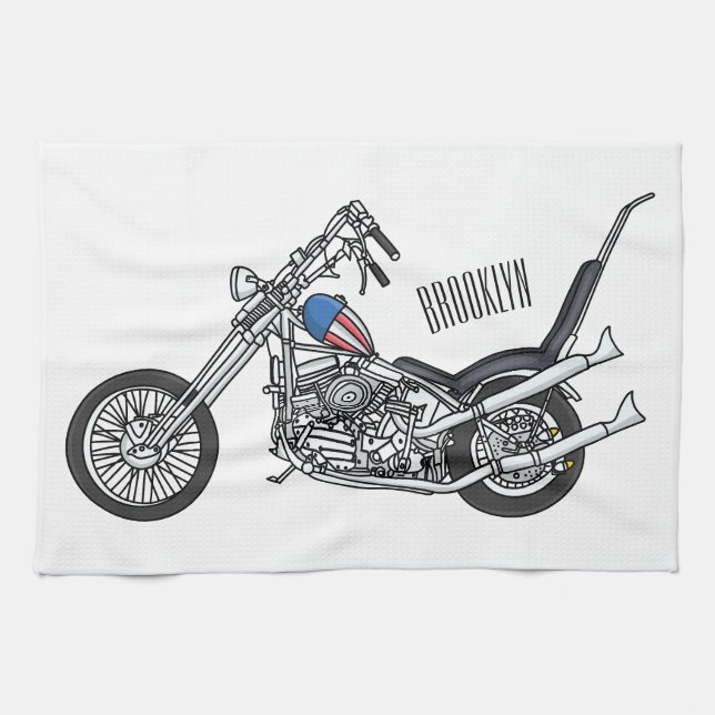 Paño De Cocina Ilustracion personalizado Chopper Motorcycle 1950 (Horizontal)