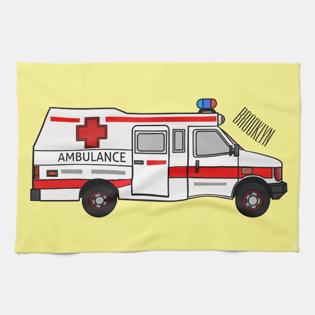 Paño De Cocina Ilustracion personalizado de ambulancia (Horizontal)