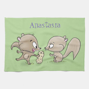 Paño De Cocina Ilustracion personalizado de ardillas graciosas