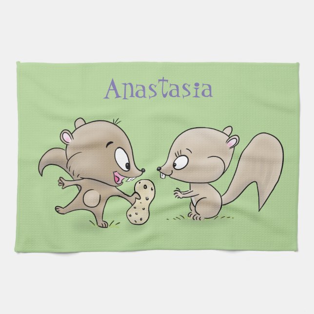 Paño De Cocina Ilustracion personalizado de ardillas graciosas (Horizontal)