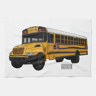 Paño De Cocina Ilustracion personalizado de autobús escolar
