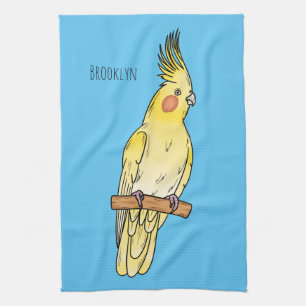 Paño De Cocina Ilustracion personalizado de aves de Cockatiel