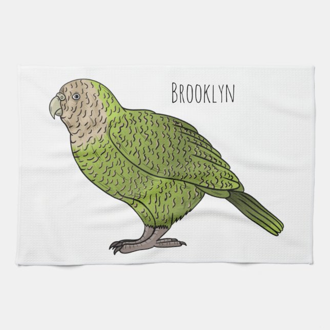 Paño De Cocina Ilustracion personalizado de aves Kakapo (Horizontal)