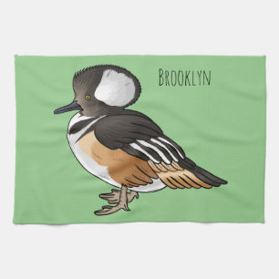 Paño De Cocina Ilustracion personalizado de aves merganser con ca