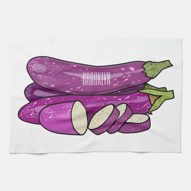 Paño De Cocina Ilustracion personalizado de berenjenas (Horizontal)