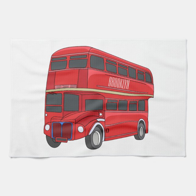 Paño De Cocina Ilustracion personalizado de bus de dos pisos (Horizontal)