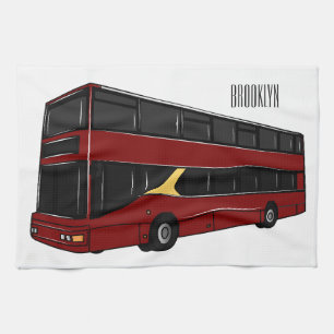 Paño De Cocina Ilustracion personalizado de bus de dos pisos