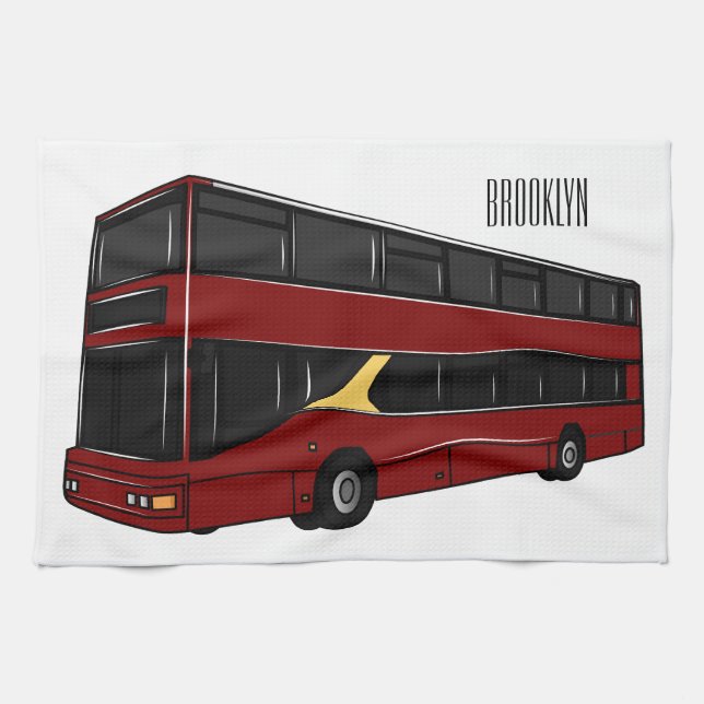 Paño De Cocina Ilustracion personalizado de bus de dos pisos (Horizontal)