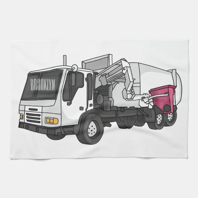 Paño De Cocina Ilustracion personalizado de camión de basura (Horizontal)