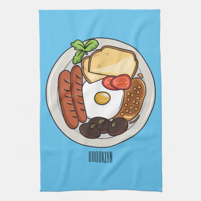 Paño De Cocina Ilustracion personalizado de desayuno inglés (Vertical)