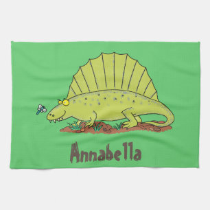 Paño De Cocina Ilustracion personalizado de dimetrodon verde lind