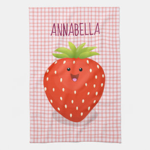 Paño De Cocina Ilustracion personalizado de fresa cute kawaii