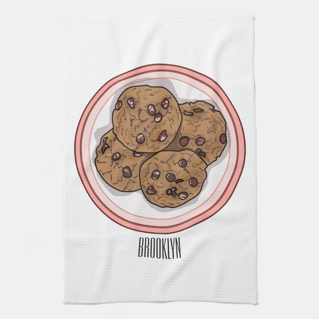 Paño De Cocina Ilustracion personalizado de galletas de chocolate (Vertical)