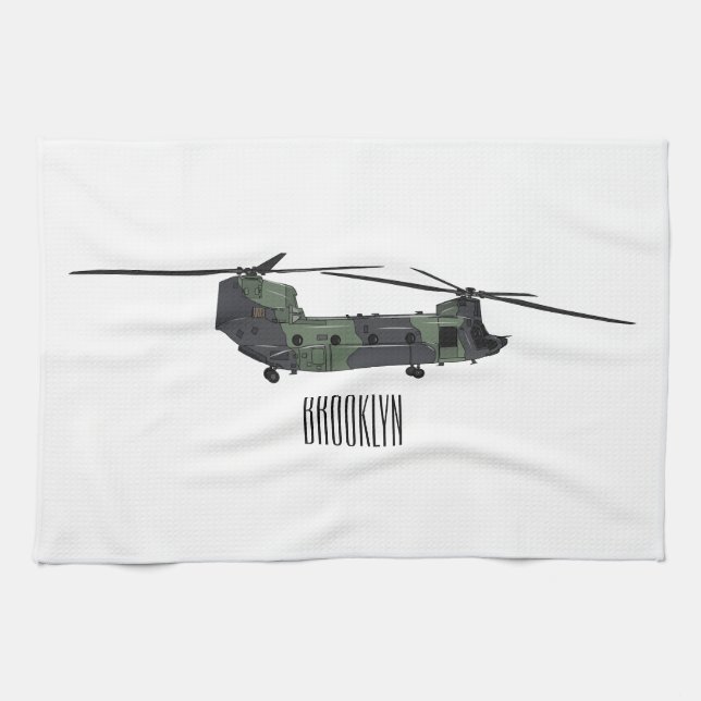 Paño De Cocina Ilustracion personalizado de helicóptero del ejérc (Horizontal)
