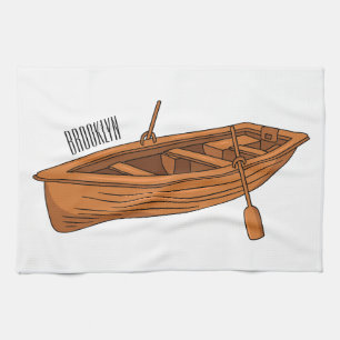 Paño De Cocina Ilustracion personalizado de lancha dorada