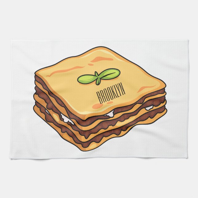 Paño De Cocina Ilustracion personalizado de Lasagna (Horizontal)